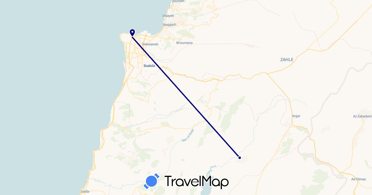 TravelMap itinerary: driving in Lebanon (Asia)